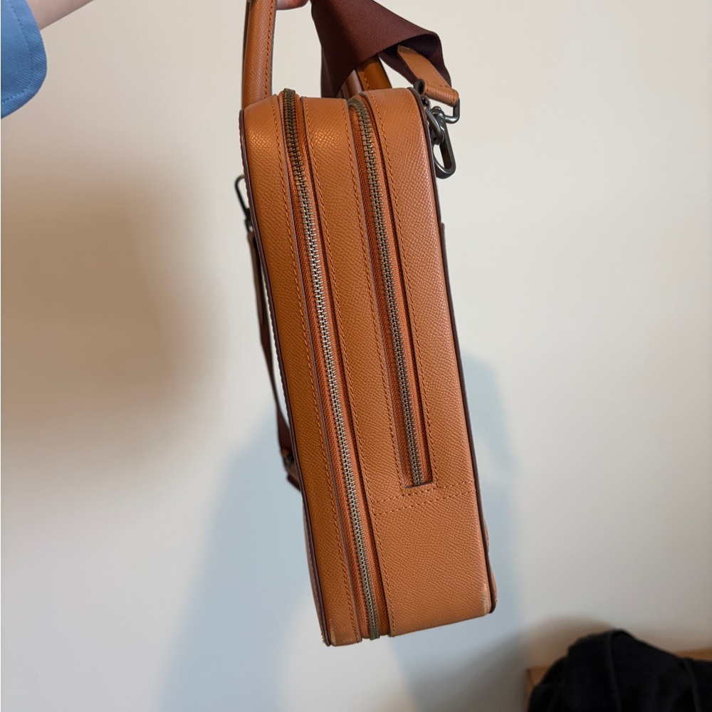 Men's Tan Leather Briefcase with Detachable Strap - Picture 3 of 8